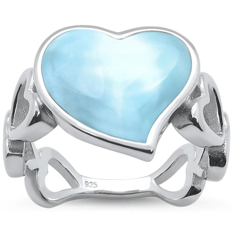 Natural Larimar Heart Shape Ring