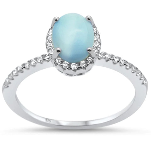 Natural Oval Larimar Ring