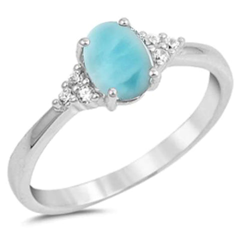 Oval Natural Larimar Ring